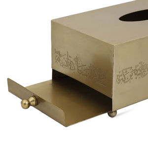 Caja de pañuelos dorada de lujo, dispensador de servilletas decorativo Rectangular de acabado liso para el hogar, oficina, Hotel, sala de estar - Product Image 6