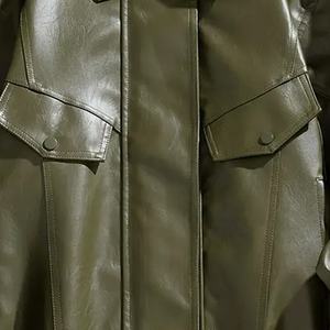 Veste d'hiver de style urbain en similicuir respirant écologique pour hommes, poches à col rabattu, fermeture éclair à ourlet élastique - Product Image 5