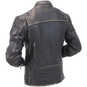 Veste Moto en Cuir Noir pour Homme-Vintage Biker Cafe Racer Real Lambskin Black Mens Motorcycle Jackets - Product Image 2