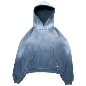 Sudadera con capucha suelta hecha a medida de calidad Premium para parejas tendencia de moda pulóver sudaderas con capucha de mezcla de algodón lavado con ácido - Product Image 1