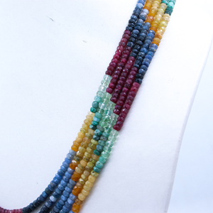 Precio al por mayor cuentas naturales de 5 capas hechas a mano Esmeralda natural, rubí, zafiro collar de piedras preciosas facetadas fabricante de joyas - Product Image 3