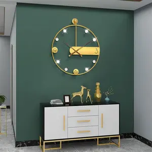 Premium Luxury Metal Mirror Wall <b>Clock</b> Quality UV Printed Glass Hot Selling Living Room Decorative Needle Display Art Style - Product Image 2