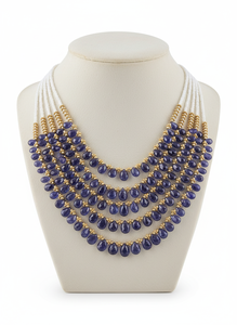 <b>925</b> Sterling <b>Silver</b> 18K Gold Plated Beaded Sapphire <b>Necklace</b> | Luxury Blue Sapphire Gemstone Women's <b>Necklace</b> - Product Image 6