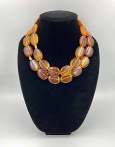 Collar de cuentas de resina de cadena de 2 capas para fiestas de boda, compromiso, fiestas de Navidad y ropa de oficina - Product Image 1