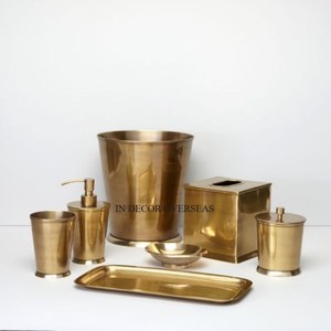 Vente en gros de distributeur de savon en métal de qualité supérieure plaqué or de haute qualité, ensemble brosse à dents et porte-serviettes - Product Image 6