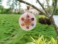 Cendrier en Orgonite de Quartz Rose avec Symbole du Cube de Metatron, Guide des Chakras, Protection EMF, Cristal Feng Shui Poli de Haute Qualité - Vente en Gros