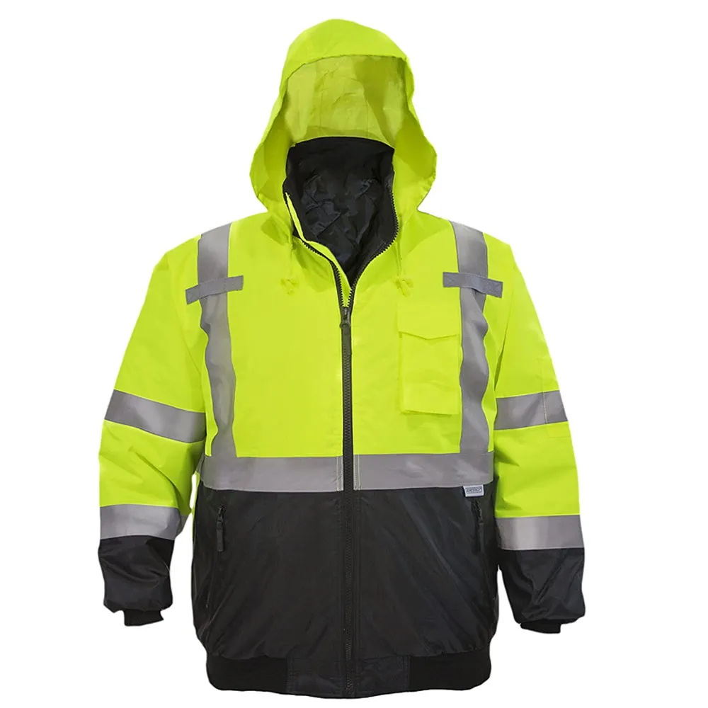 High Quality Custom Work Reflective Jackets Construction Safety Jacket Zipper Closure Hi Vis Winter Jacket 3m Safety Clothing