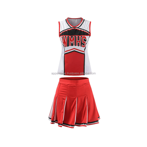 Uniformes de porristas para adultos de poliéster de alta calidad, muchos diamantes de imitación, conjuntos rojos, negros y blancos, estilo de competición - Product Image 4