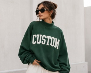 Pull oversize à col montant pour femme, imprimé personnalisé Mountain Club, coupe décontractée, streetwear décontracté d'extérieur, vente en gros - Product Image 1