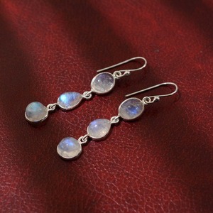 Pendientes de piedra para Niñas para mujer, pendientes de piedras preciosas de piedra lunar de Fuego Azul, pendientes colgantes de plata de ley sólida 925, joyería - Product Image 4