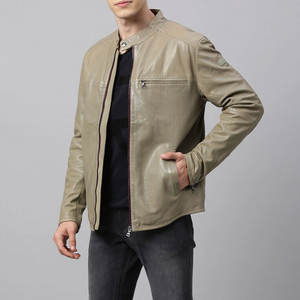 Hot Selling New Fashion Men's Winter <b>Jacket</b> Cow Skin Leather Stand Collar <b>Waterproof</b> Breathable Windproof <b>Thin</b> Thickness - Product Image 4