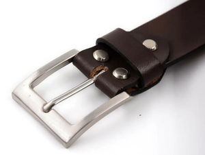 Cinturón de Cuero Genuino, Piel de Vaca, Color Sólido, Hebilla Rectangular Plateada, Estilo Casual y Duradero para Hombre - Product Image 4