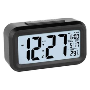 JUSTAMINUTE Multifunction Alarm <b>Clock</b> with Snooze Feature JD9519N Lowell Desk & <b>Table</b> <b>Clock</b> Black Color - Product Image 1