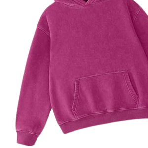 Magenta Pink Acid Washed <b>Hoodie</b> Oversized Pullover Vintage Soft Fleece Streetwear Sweatshirt Winter Fashion For <b>Men</b> Women - Product Image 3