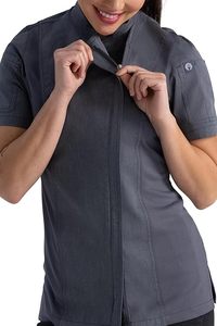 เสื้อสครับแขนสั้นสีเทาแบบยูนิเซ็กซ์ ผ้าฝ้ายใส่สบาย ชุดยูนิฟอร์มสำหรับทำงาน ป้องกันแบคทีเรีย ระบายอากาศได้ดี ได้รับการรับรองมาตรฐาน CE - Product Image 3