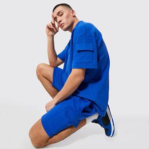 Vente en gros de vêtements d'été nouveau design hommes ensembles jumeaux à manches courtes t-shirt short ensemble double hommes de haute qualité pour hommes délavé à l'acide - Product Image 5