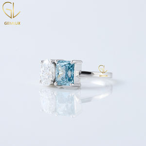Nuevo último diseño Toi Et Moi Ring, 2CT White Oval & 2CT Blue Radiant Cut Labgrown Diamond Anillo de compromiso para mujer - Product Image 6