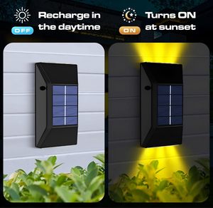 HYBEC-luce solare da esterno a LED da parete 1W, lampada solare automatica autoadesiva per parete, giardino o balcone - Product Image 4