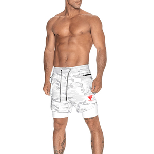 Shorts de compression à double couche de haute qualité, nouveau design, imprimé camouflage, séchage rapide, respirant, shorts de sport pour hommes - Product Image 1