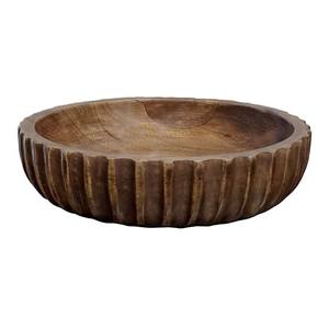 <b>Large</b> Decorative Wooden <b>Serving</b> <b>Bowl</b> with Carved Circle Pattern Ideal for <b>Serving</b> or Displaying wholesale price wood <b>bowls</b> - Product Image 3