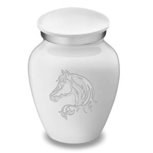 Urnes souvenir de couleur blanche en aluminium de haute qualité avec nouveau design de cheval et jante argentée - Product Image 1