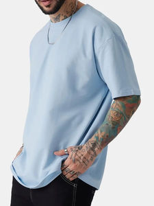 Vente chaude T-shirt à col rond à manches courtes coupe surdimensionnée pour hommes personnalisé poids lourd 100% jersey de coton polyester/coton - Product Image 2