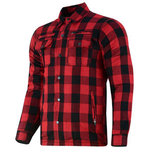 Red Men Motorcycle Flannel for Biker <b>Shirt</b> Plaid Removable Sporty Armored Zipper Snap Closure Plus Size Breathable Windproof - Product Image 3
