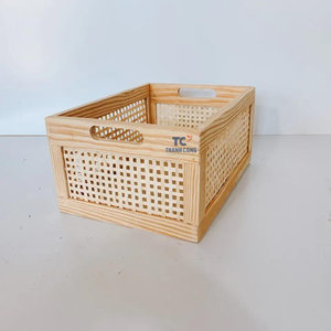 Top Selling Wooden Frame Rattan Cane Basket Sundries <b>Storage</b> Boxes <b>Bins</b> Basket Handmade in Viet Nam - Product Image 6