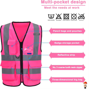 Gilets de sécurité réfléchissants à glissière à prix compétitif gilet de sécurité haute visibilité multifonctionnel respirant à séchage rapide unisexe - Product Image 3