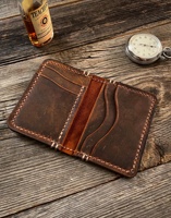 Dompet Kulit Pria LCR-0052 Vintage Full Grain dengan Tempat Kartu, Kantong Depan, Warna & Logo Dapat Disesuaikan, Kualitas Tinggi untuk Penggunaan Sehari-hari