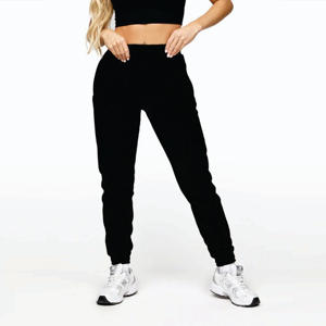 65% coton 35% polyester ceinture élastique bande linéaire polaire survêtement noir femmes survêtement bas - Product Image 1