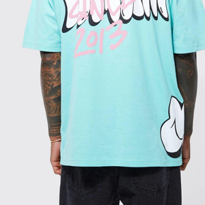 เสื้อยืดผู้ชายไซส์ใหญ่ ผ้าฝ้าย แขนสั้น คอกลม พิมพ์ลายการ์ตูน สตรีทแวร์ ทรงหลวม ระบายอากาศได้ดี เสื้อเจอร์ซีย์ฤดูร้อน สวมใส่สบายทุกวัน - Product Image 4