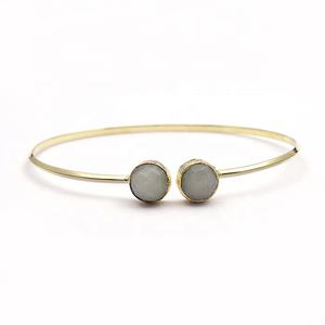 Dainty rohdochrosite gemstone <b>bracelet</b> pink <b>adjustable</b> bangle <b>bracelet</b> jewelry <b>gold</b> plated stacking round gemstone jewelry gift - Product Image 6