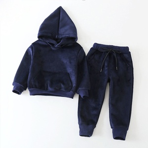 ชุดวอร์ม2025แบบเรียบสำหรับเด็กชุดวอร์มแบบสวมหัวสำหรับเด็กผู้ชายชุดวอร์มกางเกงวิ่งแบบมีฮู้ดสองชิ้น - Product Image 3