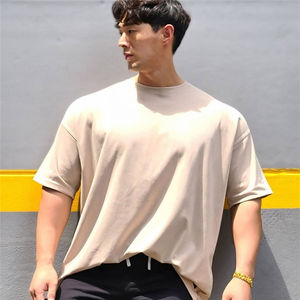 220gsm poliéster/Tela de lona de algodón de alta calidad antiarrugas transpirable de gran tamaño Casual hombres camiseta personalizable - Product Image 5