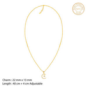 Pendentif étoile de lune dorée Chaîne à maillons vintage tendance en acier inoxydable plaqué or en laiton avec diamant perle principale pour les fiançailles - Product Image 3