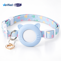 Collier pour chat mignon avec support de traceur, boucle de sécurité détachable, réglable, en nylon souple, motif cœur, logo personnalisé, vente en gros, approvisionnement en vrac