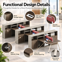 Grand bureau de travail pour six personnes avec armoire de rangement, design modulaire pour un espace de travail d'entreprise moderne