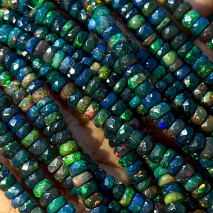 Cuentas Redondas Facetadas de Ópalo Etíope Negro AAAA, Cuentas de Ópalo de Fuego de Welo de 4-6 mm, Cuentas de Piedras Preciosas de Ópalo Negro Natural para la Fabricación de Joyas - Product Image 5