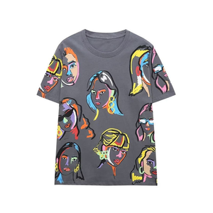 Camisetas de Mujer de Alta Calidad, Camisetas de Algodón Estampadas en Venta, Impresión Personalizada, Manga Corta, Cuello Redondo - Product Image 1