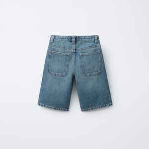 Shorts Vaqueros Casuales Estilo Vintage Urbano con Cierre, Dobladillo Deshilachado, 100% Algodón, Shorts de Mezclilla para Hombre con Pedrería - Product Image 5