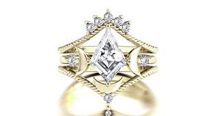 Juego de anillos de compromiso de moissanita de Plata de Ley 925 'Moon My Life', banda de boda de estilo clásico con forma de cometa para fiestas de aniversario - Product Image 5