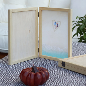 Marco de madera natural artesanal con astillas de madera pegadas a mano y pulido fino a mano - Product Image 5