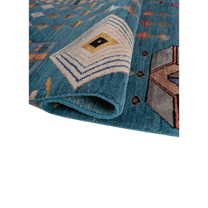 Tapis Manchaha bleu noué à la main en laine et soie de bambou, épaisseur 10 mm, motif géométrique abstrait, rectangulaire, pour la maison et le couloir, modèle Les-1448 - Product Image 2