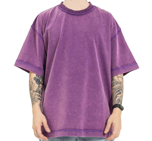 Nouveauté 2025 blanc Vintage graphique personnaliser surdimensionné soleil fondu pierre acide lavé t-shirt pour hommes - Product Image 6