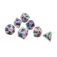 Mini-dés polyédriques carrés en acrylique bicolores, lot de 7, écologiques et équilibrés pour les jeux de rôle DND et jeux de société
