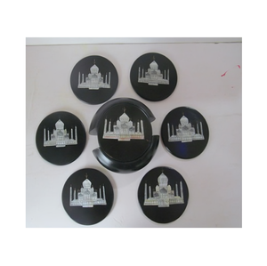 ที่รองแก้วหินอ่อนทรงกลมทำด้วยมือพรีเมี่ยมอุปกรณ์เครื่องดื่มที่ทำจากหินทนทานโต๊ะกาแฟรับประทานอาหารสุดหรูของขวัญคลาสสิกที่สมบูรณ์แบบ - Product Image 1