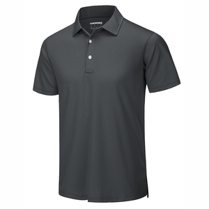 Polo de golf 100% coton pour hommes, coupe ajustée, léger, sans boutons, avec polos tricotés côtelés à manches courtes de couleur unie - Product Image 5