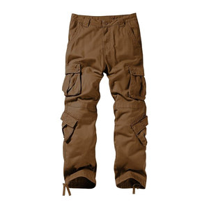 Pantalones cargo multibolsillos informales de color sólido para hombres de mediana edad Temporada de otoño Ropa para el hogar con cintura elástica - Product Image 3