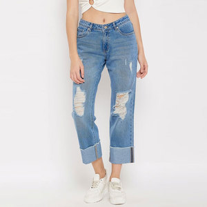 Pantalones vaqueros desgastados para mujer de fabricante pakistaní de calidad superior, pantalones transpirables ligeros de secado rápido para mujer - Product Image 1